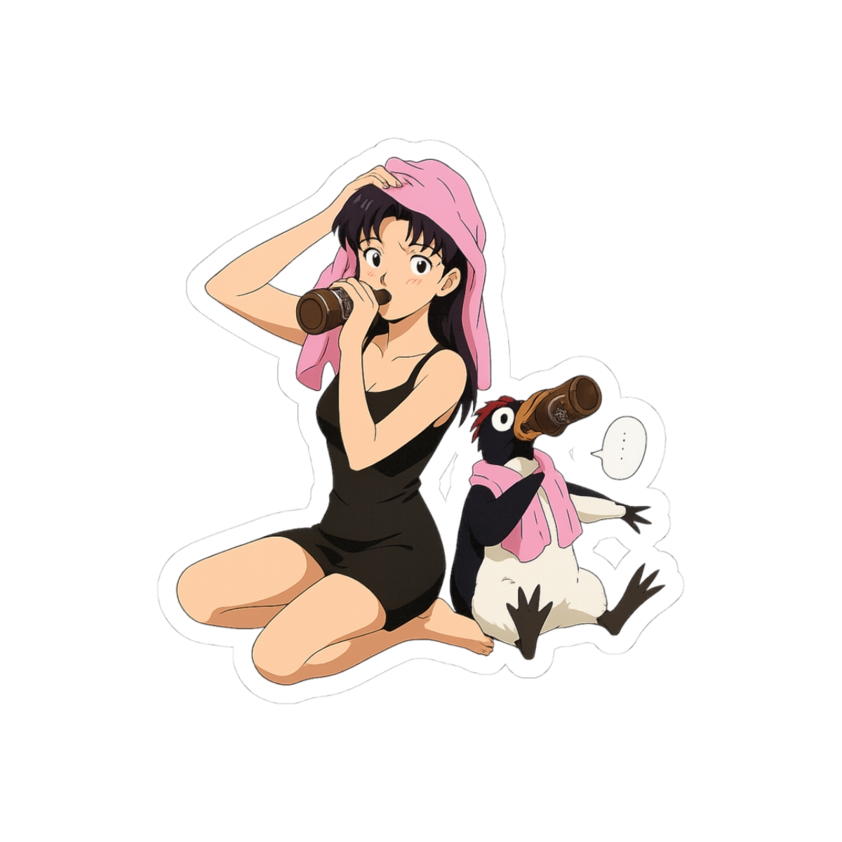 Misato and PenPen Evangelion Sticker | Cute Anime Vinyl Decal