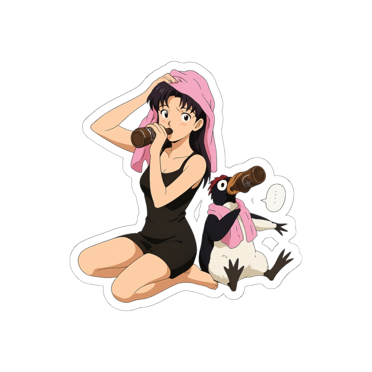 Misato and PenPen Evangelion Sticker | Cute Anime Vinyl Decal