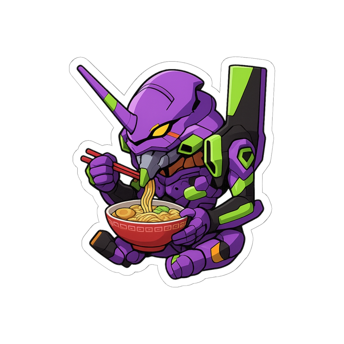 Neon Genesis Evangelion Chibi Unit 01 Ramen Sticker