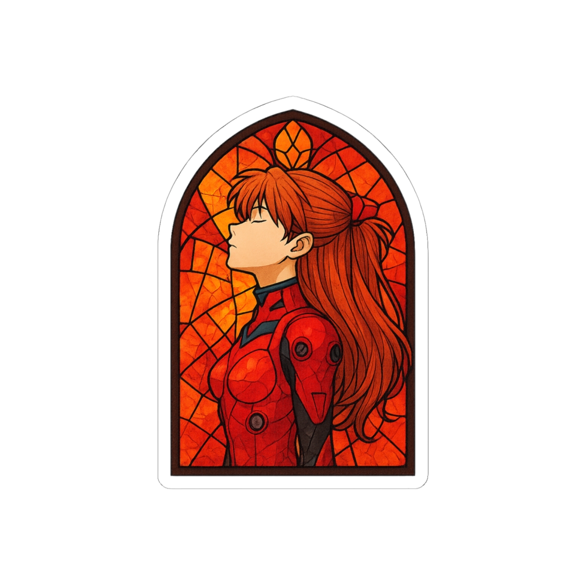 Stained Glass Asuka Evangelion Sticker | Artistic Vinyl Decal